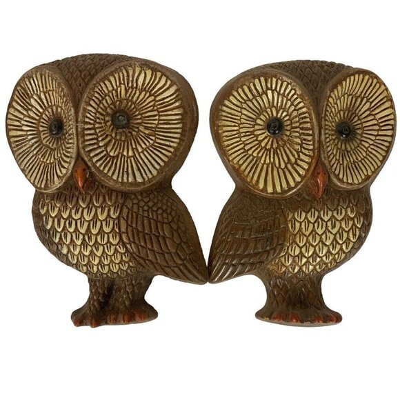 Owl Family Wall Plaque Set Of 4 Foam Kitsch Big Eyes Brown Orange Vtg 70s Decor - Picture 3 of 4